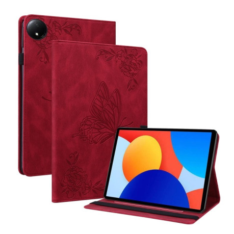 Чохол-книжка Butterfly Flower Embossed Leather на Xiaomi Redmi Pad SE 8.7 - червоний
