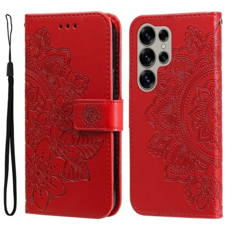 Чохол-книжка 7-petal Flowers Embossing  для Samsung Galaxy S25 Ultra 5G - червоний