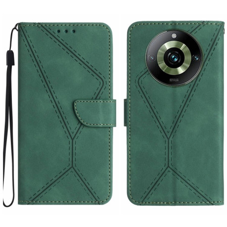 Чохол-книжка Stitching Embossed Leather для Realme 11 Pro 5G/11 Pro+ 5G - зелений