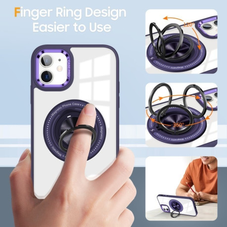 Ударозащитный чехол Magnetic Rotating Ring Holder на iPhone 16 Plus - фиолетовый