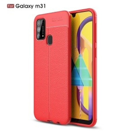 Ударозащитный чехол Litchi Texture на Samsung Galaxy M31 - красный
