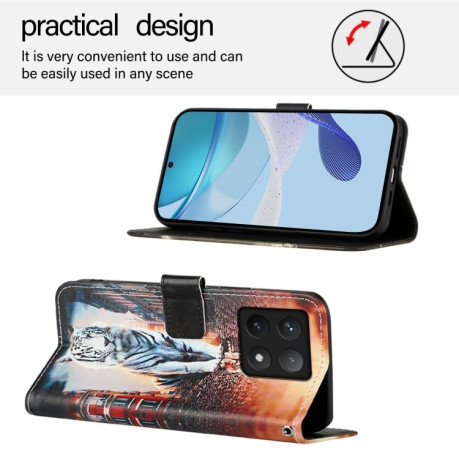 Чохол-книжка Colored Drawing Pattern Plain Weave Leather для Xiaomi 14T Pro - Cats And Tigers