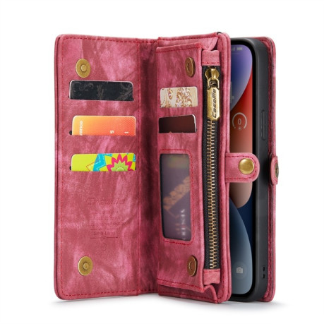 Чехол-кошелек CaseMe 008 Series Zipper Style на iPhone 15 Plus - красный