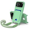 Силиконовый чехол Integrated Card Bag Solid Color Liquid Silicone на iPhone 18 Pro Max / 17 Pro Max — зелёный