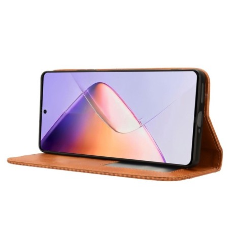 Чехол-книжка Magnetic Buckle Retro Crazy Horse Texture на Infinix Note 40 4G - коричневый