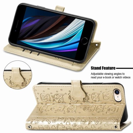 Чехол-книжка Cat and Dog для iPhone 16e - золотой