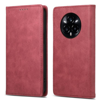 Чехол-книжка Business Solid Color с защитой от сканирования RFID на Realme 14 Pro+ - красный