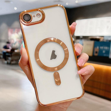 Противоударный чехол Electroplating (Magsafe) для iPhone 16e - золотой