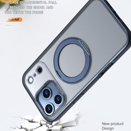 Чехол kalebol с MagSafe и подставкой 360 Metal Ring Holder на iPhone 17 Pro - синий