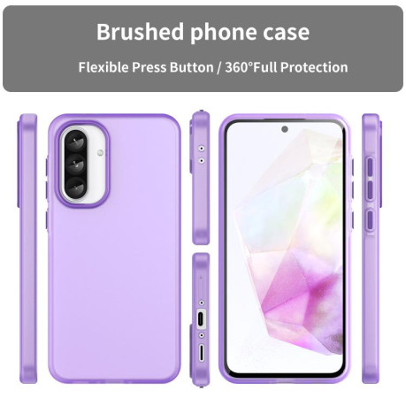Противоударный чехол Frosted Translucent TPU Hybrid PC для Samsung Galaxy A56 5G - фиолетовый