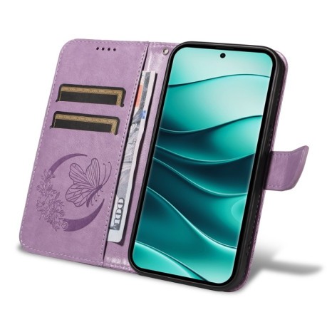 Чехол-книжка Swallowtail Butterfly Embossed Leather для Xiaomi Redmi Note 14 Pro / 14 Pro+ 5G - фиолетовый