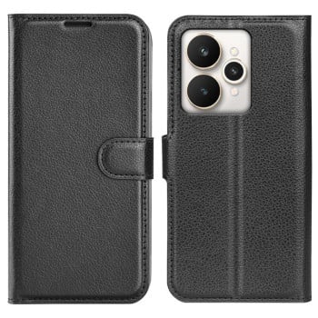 Чехол-книжка Litchi Texture Horizontal Flip Leather на Realme 15 5G / 15 Pro 5G — черный