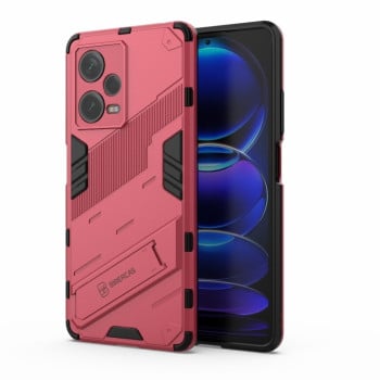 Противоударный чехол Punk Armor с подставкой на Xiaomi Redmi Note 12 Pro+ 5G - светло-красный