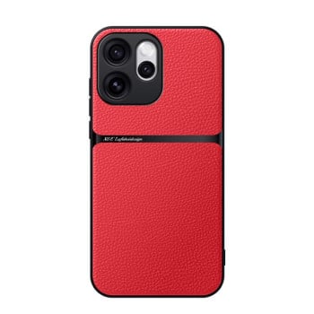 Чохол Litchi Leather Magnetic Full Coverage Shockproof на OPPO Reno15 F 5G — червоний