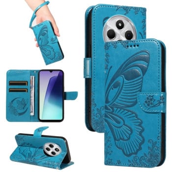 Чохол-книжка Swallowtail Butterfly Embossed Leather для Xiaomi Redmi 14C 4G/Poco C75/Redmi A4 5G - синій