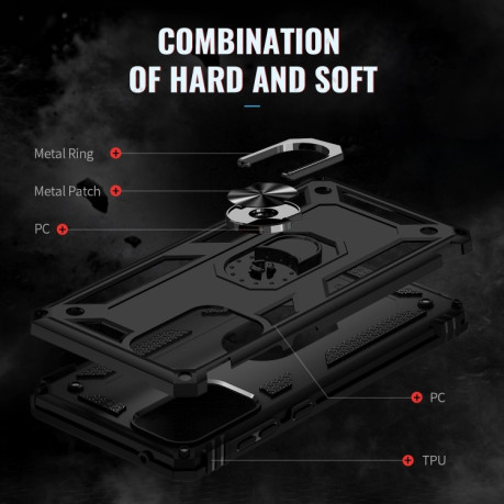 Противоударный чехол Armor with 360 Degree Rotation Holder на Samsung Galaxy A73 5G - черный