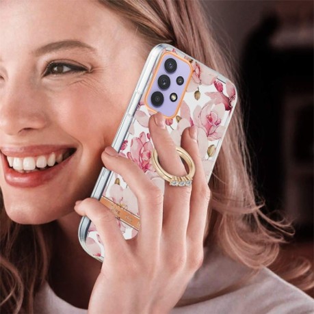 Противоударный чехол Ring IMD Flowers для Samsung Galaxy A13 4G - Pink Gardenia