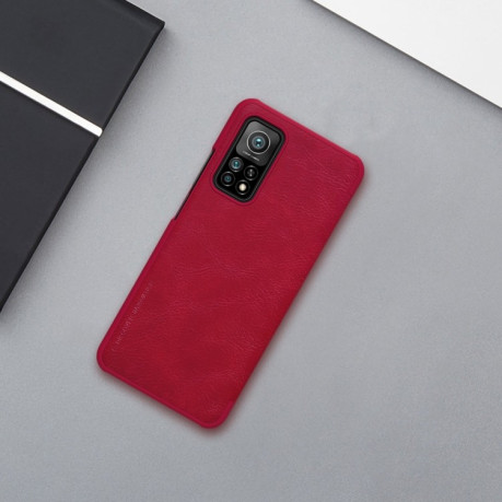 Кожаный чехол-книжка Nillkin Qin Series для Xiaomi Mi 10T / 10T Pro - красный