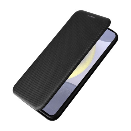 Чехол-книжка Carbon Fiber Texture на Samsung Galaxy S25 5G - черный