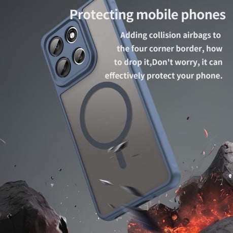 Чехол Fan Dun Series гибрид с Magsafe и защитой камеры на Motorola Moto G86 5G - синий