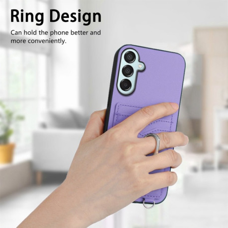 Протиударний чохол R20 Ring Card Holder для Samsung Galaxy F15/M15 - фіолетовий