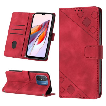 Чехол-книжка Skin-feel Embossed на Xiaomi Redmi 12C / 11A 4G - красный