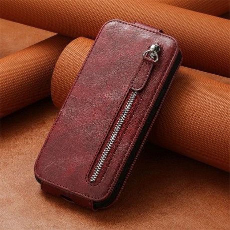 Флип-чехол Zipper Wallet Vertical для Samsung Galaxy S23 5G - красный