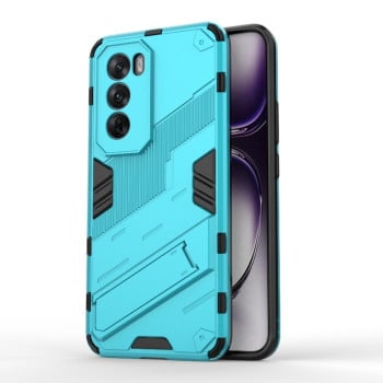 Противоударный чехол Punk Armor с подставкой на OPPO Reno 12 Global - синий