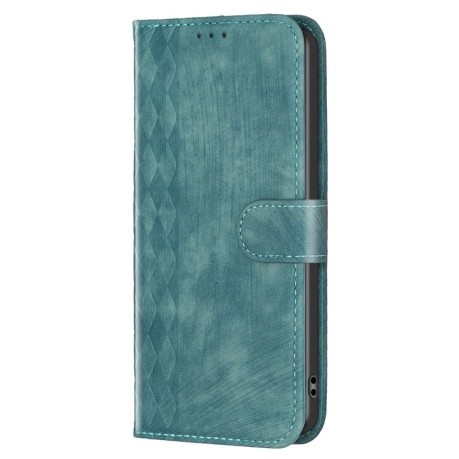 Чехол-книжка Plaid Embossed Leather для Xiaomi Redmi Note 13 5G - зеленый