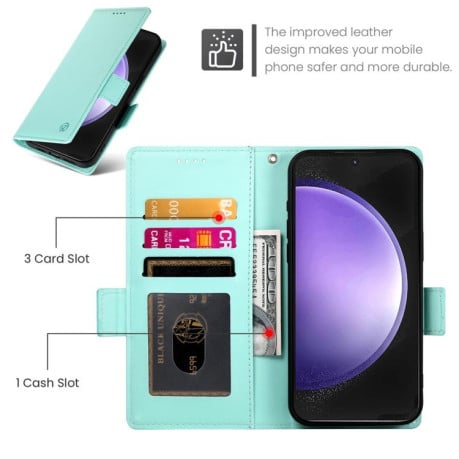 Чохол-книжка Side Buckle з магнітною застібкою та матовою шкірою на Samsung Galaxy S25 FE 5G - зелений