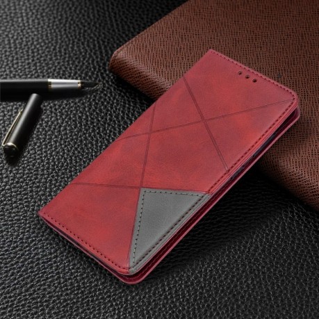 Чехол-книжка Rhombus Texture на Samsung Galaxy S20 -красный