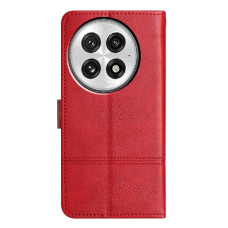 Чохол-книжка Cowhide Texture Stitching Leather на OnePlus 13 - червоний