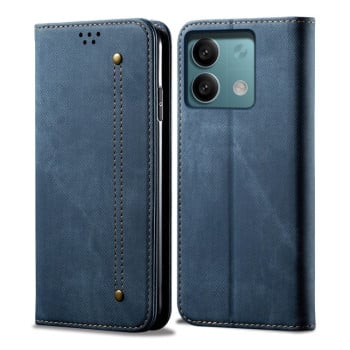 Чехол-книжка с джинсовой тканью casual на Xiaomi Redmi Note 13 4G - синий