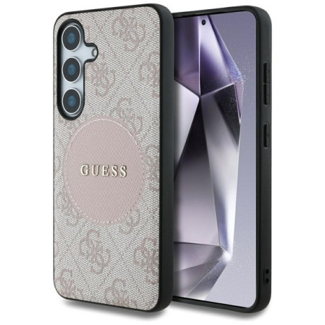 Оригінальний чохол Guess 4G Round Patch Classic Logo MagSafe для Samsung Galaxy S25 Plus - Pink