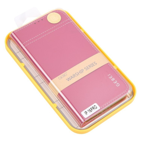 Чохол протиударний GEBEI Top-grain Horizontal Flip Leather для iPhone 16 Pro - пурпурно-червоний