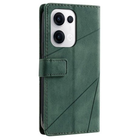 Чехол-книжка Skin Feel Splicing для OPPO Reno13 5G - зеленый