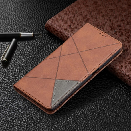 Чехол-книжка Rhombus Texture для Samsung Galaxy M32/A22 4G - коричневый