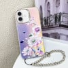 Чехол Electroplating Laser Flower Phone Case with Wrist Strap на iPhone 16 - Zinnia
