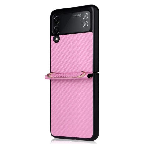Противоударный чехол Carbon Fiber для Samsung Galaxy Z Flip3 5G - розовый