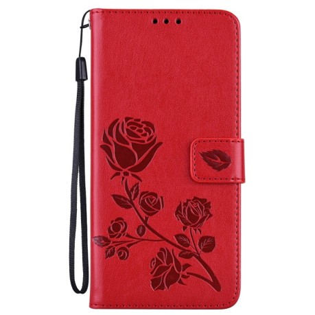 Чехол-книжка Rose Embossed для Xiaomi Poco X4 Pro 5G - красный
