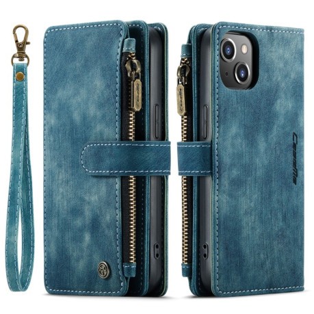 Кожаный чехол-кошелек CaseMe-C30 для iPhone 14 - синий