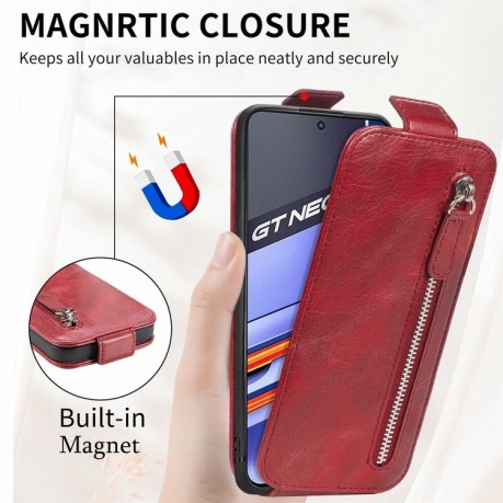 Флип-чехол Zipper Wallet Vertical для Realme GT Neo 3 - красный