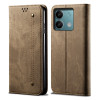 Чехол-книжка с джинсовой тканью casual на Xiaomi Redmi Note 13 5G - хаки