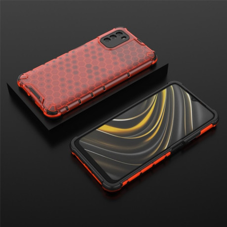 Противоударный чехол Honeycomb на Xiaomi Poco M3 - красный