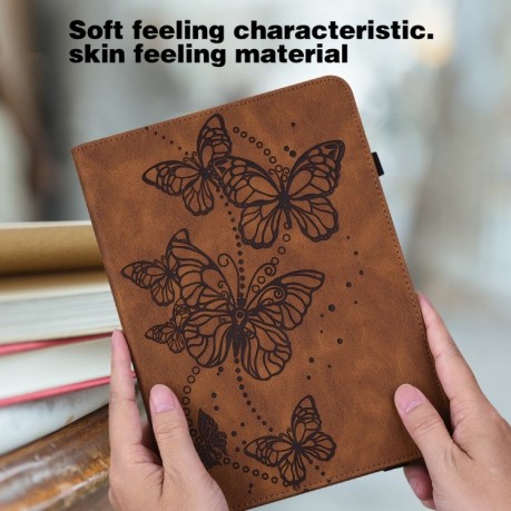 Чохол-книжка Butterfly Rose Embossed для Xiaomi Redmi Pad SE - коричневий