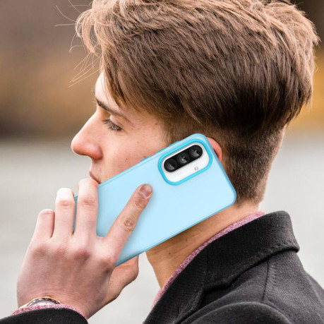 Противоударный чехол Frosted Translucent TPU Hybrid PC для Samsung Galaxy A56 5G - синий