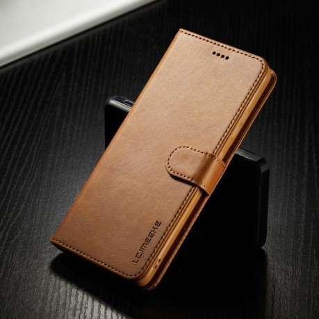 Чехол книжка LC.IMEEKE Calf Texture на Samsung Galaxy S21 Ultra - коричневый