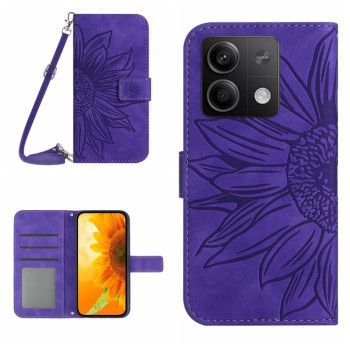 Чохол-книжка Skin Feel з малюнком соняшника на Xiaomi Redmi Note 13 4G Global - фіолетовий