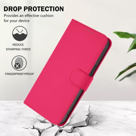 Чехол-книжка с мягким покрытием (Skin Feel) со шнурком на Xiaomi Poco M7 4G 169mm - пурпурно-красный