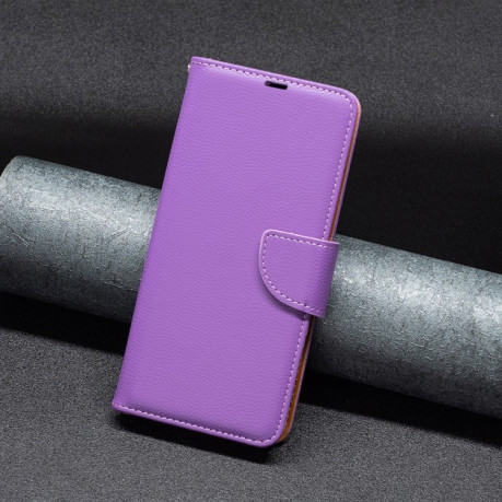 Чохол-книжка Litchi Texture Pure Color на Xiaomi Redmi 12/12 5G/Poco M6 Pro 5G - фіолетовий